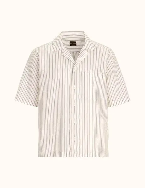 Regular Fit Bowling Collar Seersucker Shirt White