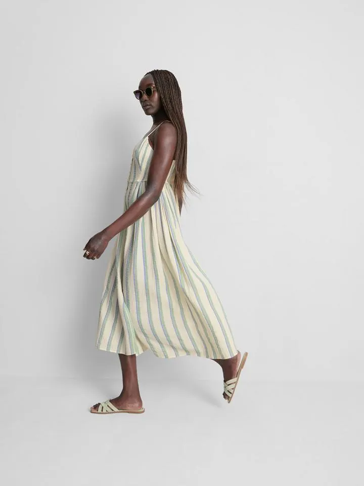 Robe mi-longue boutonnée en coton