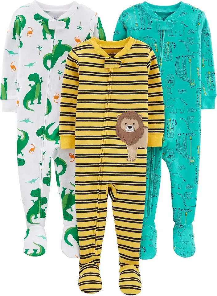 Baby Boys 3 pack Snug Fit Footed Cotton Pajamas