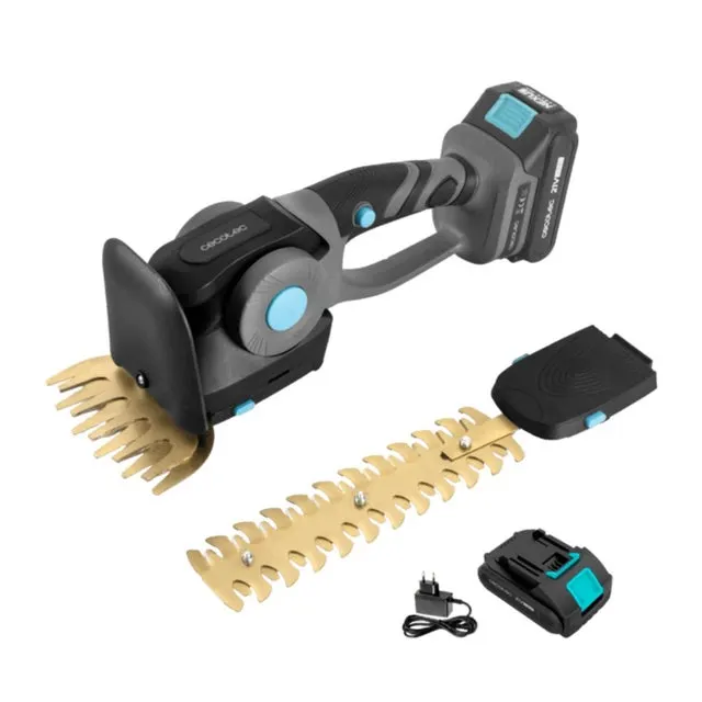 Cecotec Tosaerba e Tagliasiepi a Batteria TitaniumSword 2120 Hand XL. Lame al Titanio Laser. Impugnatura Ergonomica. Batteria 21V Brushless. Accessori