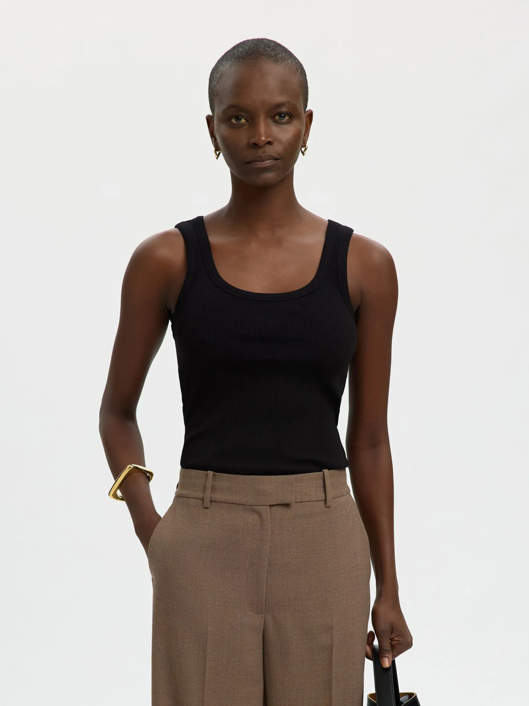 RIBBESTRIKKET BOMULL TANKTOP