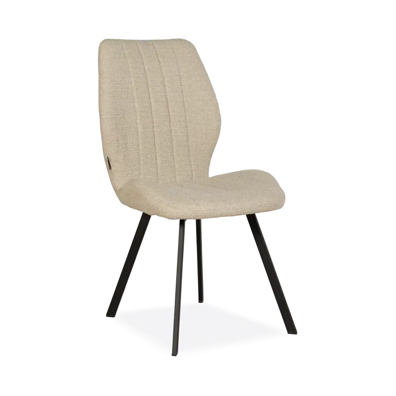 Eetkamerstoel Kenny - stof Rhythm Naturel - handgreep - poot zwart