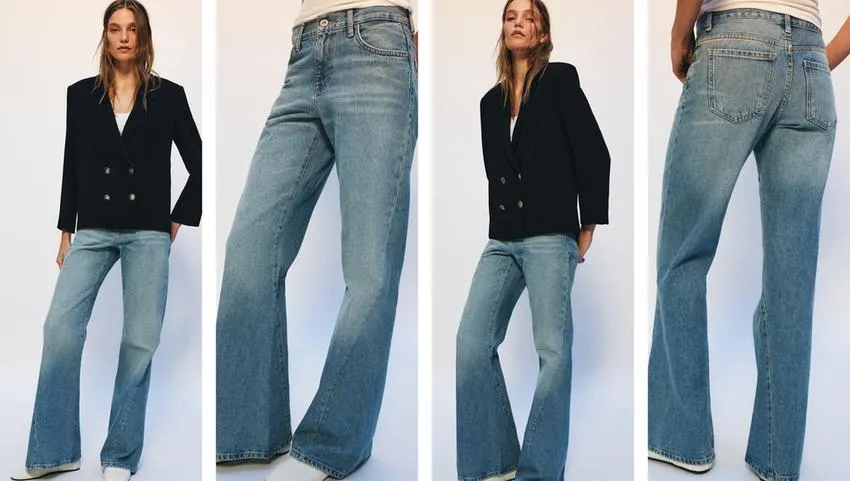 ZW COLLECTION RELAXED FIT LOW-RISE FLARED JEANS