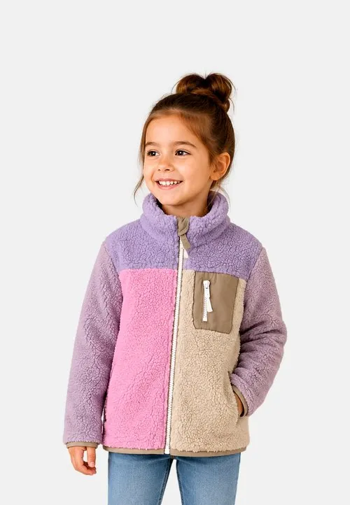 NMFMONICA TEDDY JACKET BLOCK - Fleecejakke - white