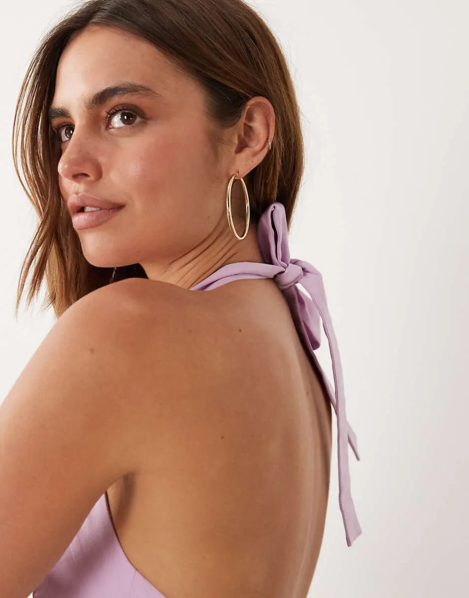 Mango starring Hailey Bieber halterneck mini dress in pale pink