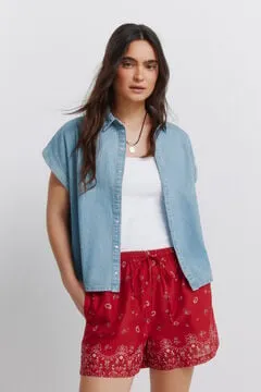 Camisa denim manga corta