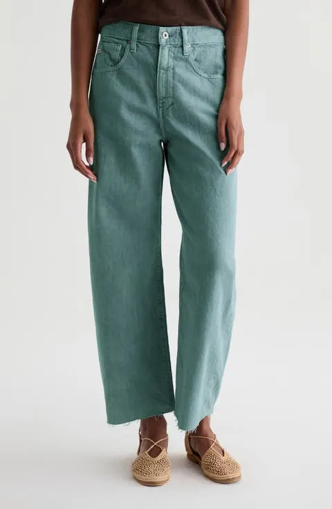 Hattie Raw Hem High Waist Crop Barrel Jeans