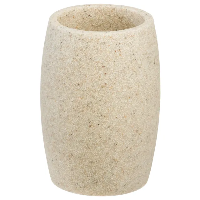 Bicchiere da bagno porta spazzolini Sand L 8 x H 11.5 in resina beige