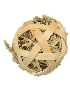 Trixie Hooibal Met Bamboe Omwikkeld - Knaagdiersnack - Ø5 cm