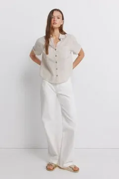 Camisa lino manga corta