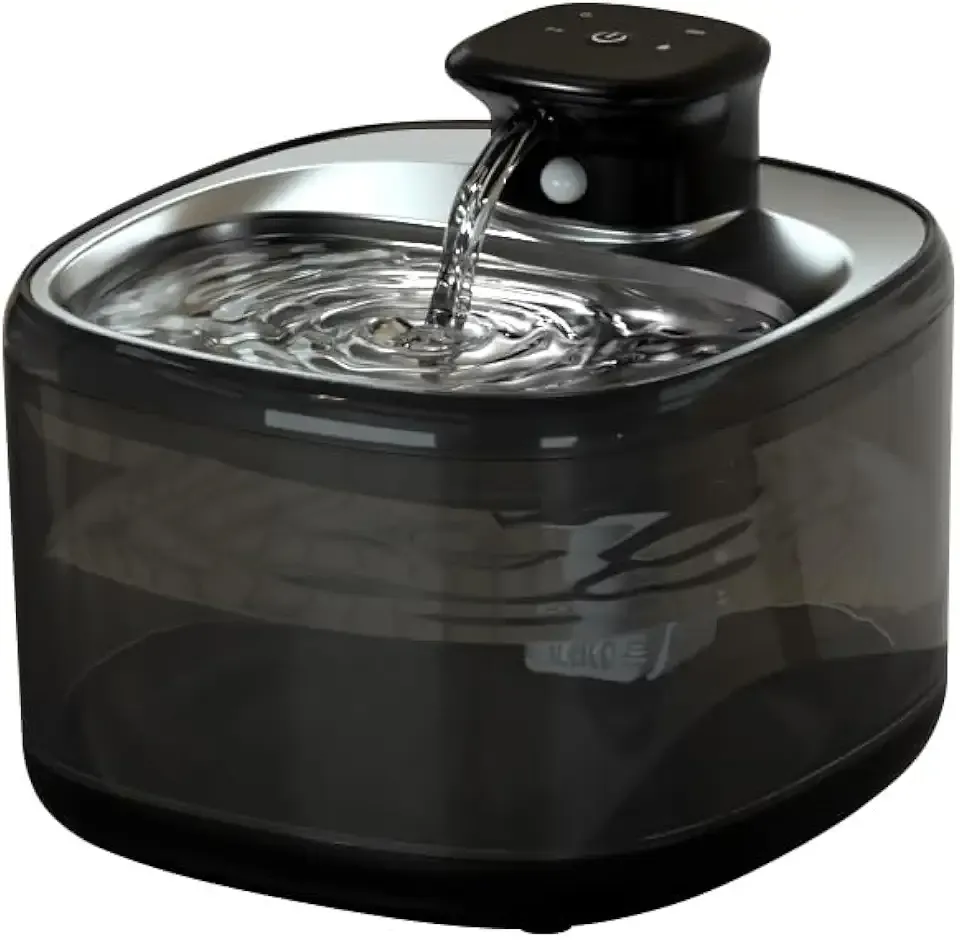Cordless Cat Water Fountain - Automatic Cat Water Fountain Wireless Dog Water Dispenser with Replacement Filters, Gifts for Christmas, Cats, Dogs, Multiple Pets (Black)