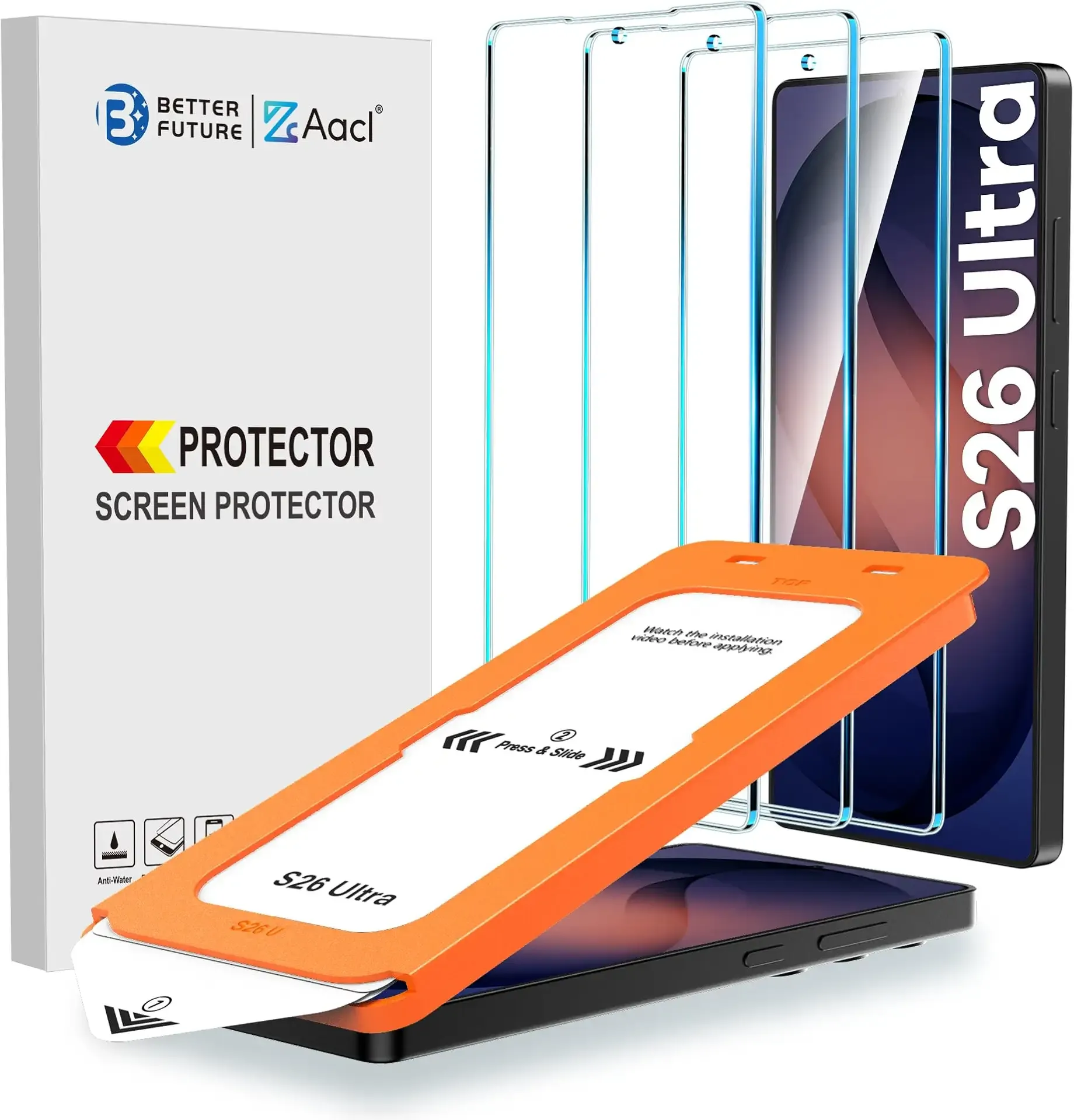 AACL 3-Pack for Samsung Galaxy S26 Ultra Screen Protector Tempered Glass | 9H Glass for S26 Ultra Screen Protector 5G, [Fast Alignment Tool] [Bubble Free] [6.9 Inch]