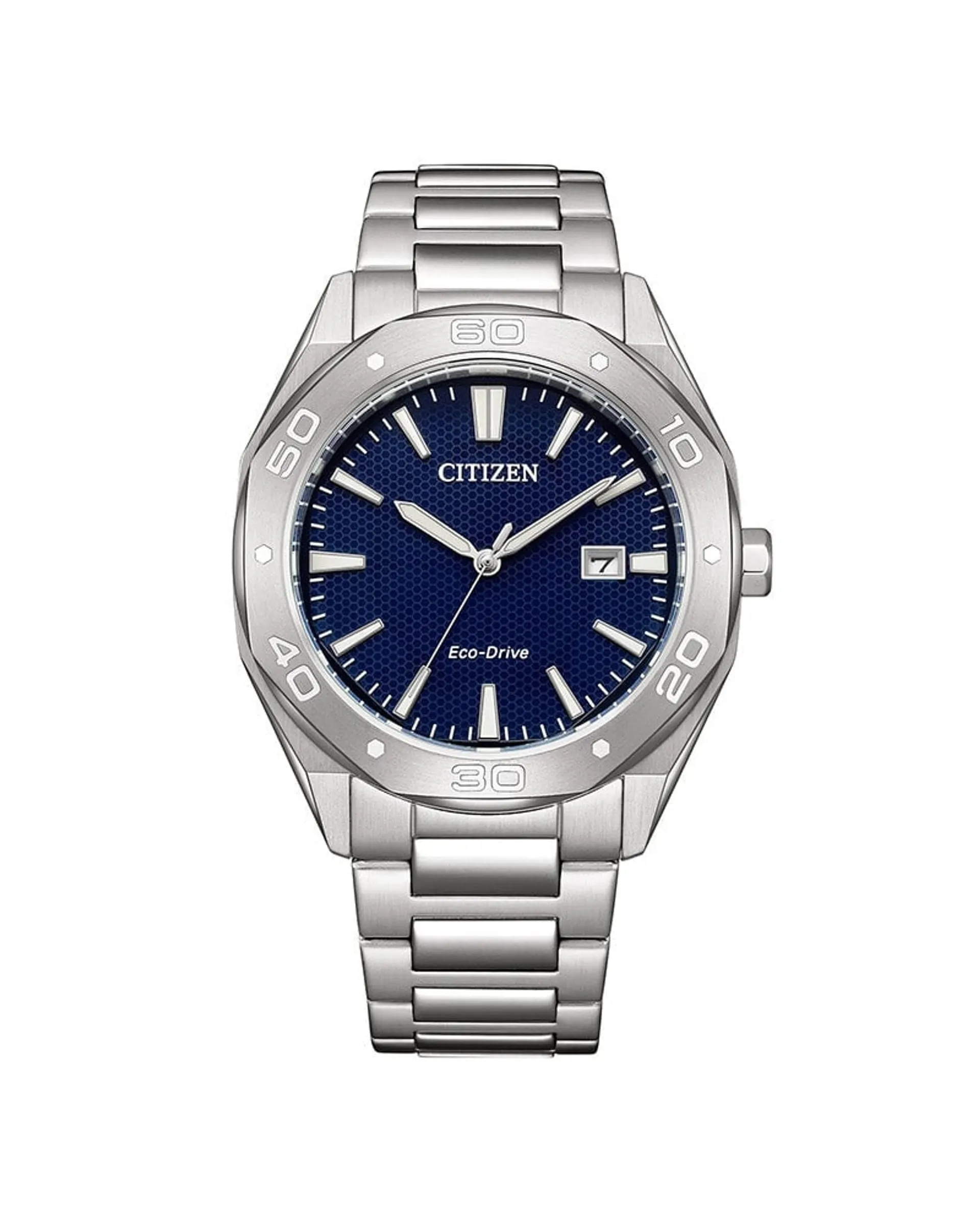 Eco-Drive herreklokke i stål med blå skive (41mm)