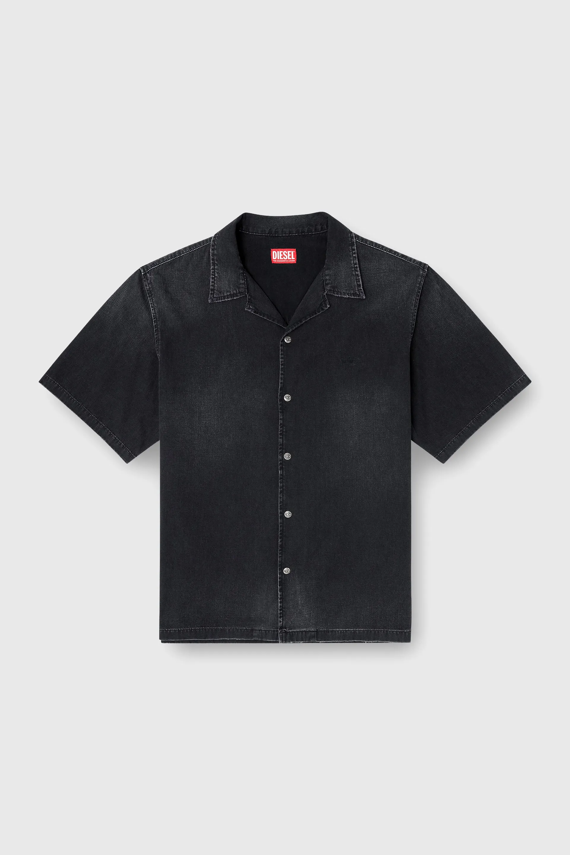 Denim short-sleeve shirt
