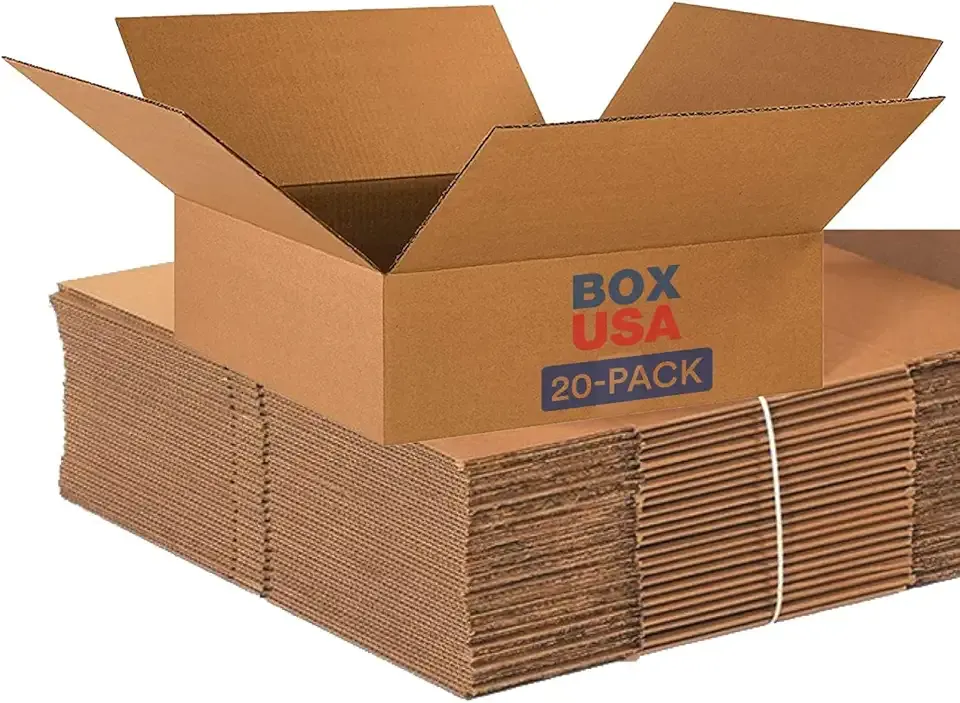 BOX USA 18 x 18 x 6 Corrugated Cardboard Boxes, Flat 18"L x 18"W x 6"H, Pack of 20 | Shipping, Packaging, Moving, Storage Box for Home or Business, Strong Wholesale Bulk Boxes