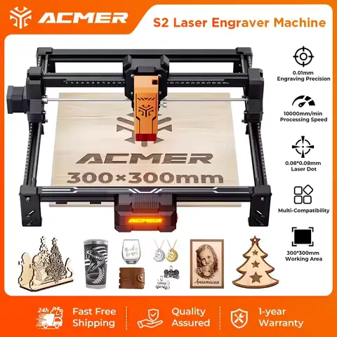 ACMER S2 4/7/12W Laser Engraving and Cutting CNC Machine High Precision Portable Machine Tool For Plywood Acrylic Leather Glass