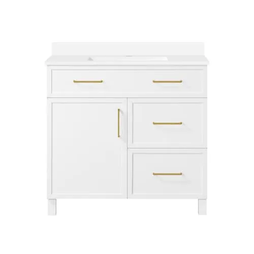 Bilston 36-inch W x 19-inch D x 34.5-inch H Bath Vanity in White with Engineered Marble Top
