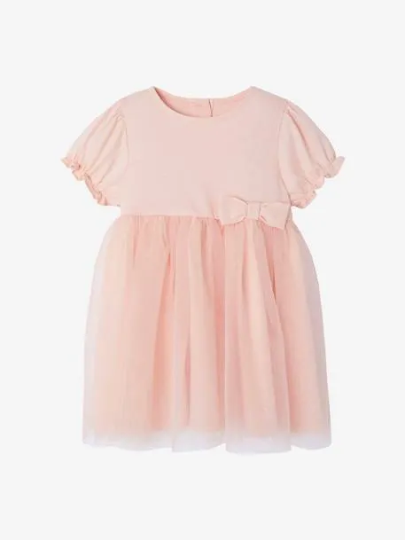 Robe cérémonie bébé tulle glitter - rose pâle
