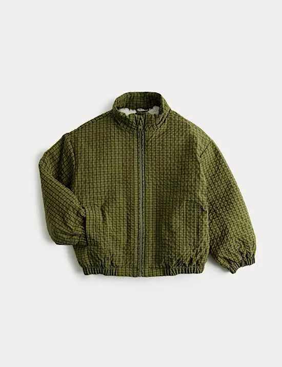Gestreifte Bomberjacke aus Teddyfleece (2–8 Jahre)