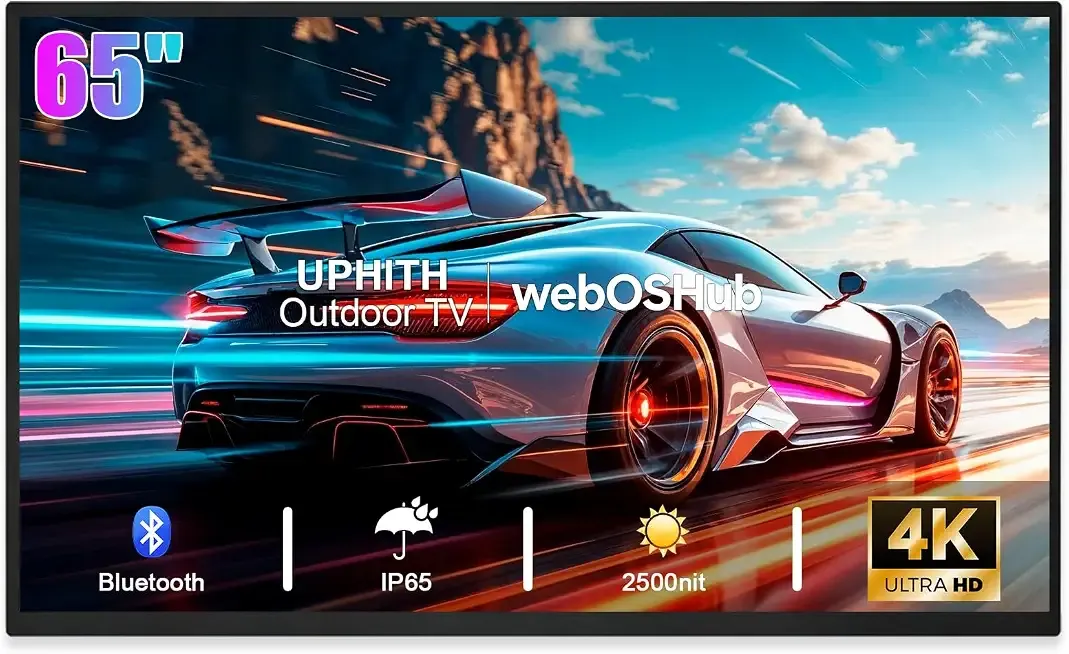 Outdoor TV 65 inch, 2500 Nits Ultra Bright 4K UHD Weatherproof Television