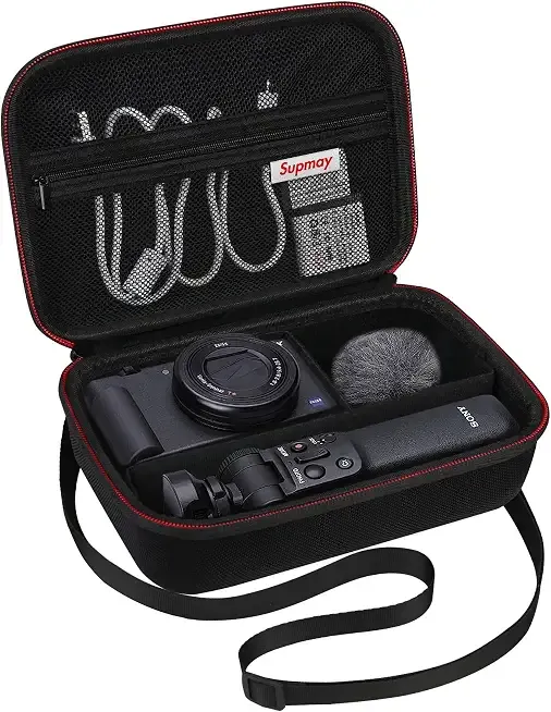 Hard Travel Case for Sony ZV-1F / ZV-1 / ZV-1 II Digital Camera, Protective Cases Bag Fits Vlogger Accessory Kit Tripod, Microphone, LED Video Light, Extra Zipper Pocket fit Battery Pack, Black