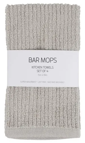 Set of 4 Bar Mop Kitchen Towel - Gray
