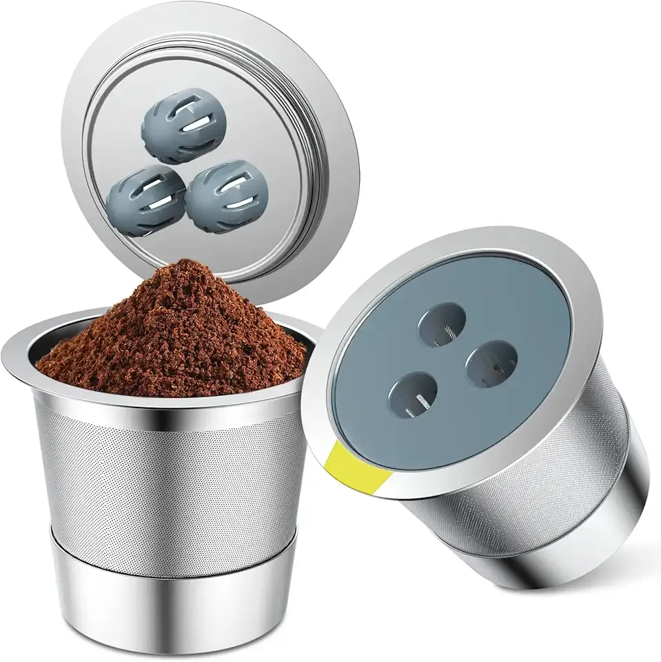 Stainless Steel Reusable K Cups Compatible with Ninja Coffee Maker,Upgrade2 Pack K Cups Reusable Coffee Pods,Permanent Coffee Filters Fit Ninja CFP201 CFP300 CFP305 CFP307 CFP400 (2Pack)
