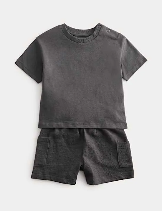 Outfit (Hemd und Shorts) aus reiner Baumwolle (0–5 Jahre)