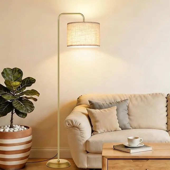TJOY Floor Lamp for Living Room, Floor Lamp with 12W 3 Color Temperatures Bulb, Metal Standing Lamp with Extended Arm, Modern ARC Standing Lamp for Bedroom, Couch, Reading Nook, Office & Nursery, Gold
