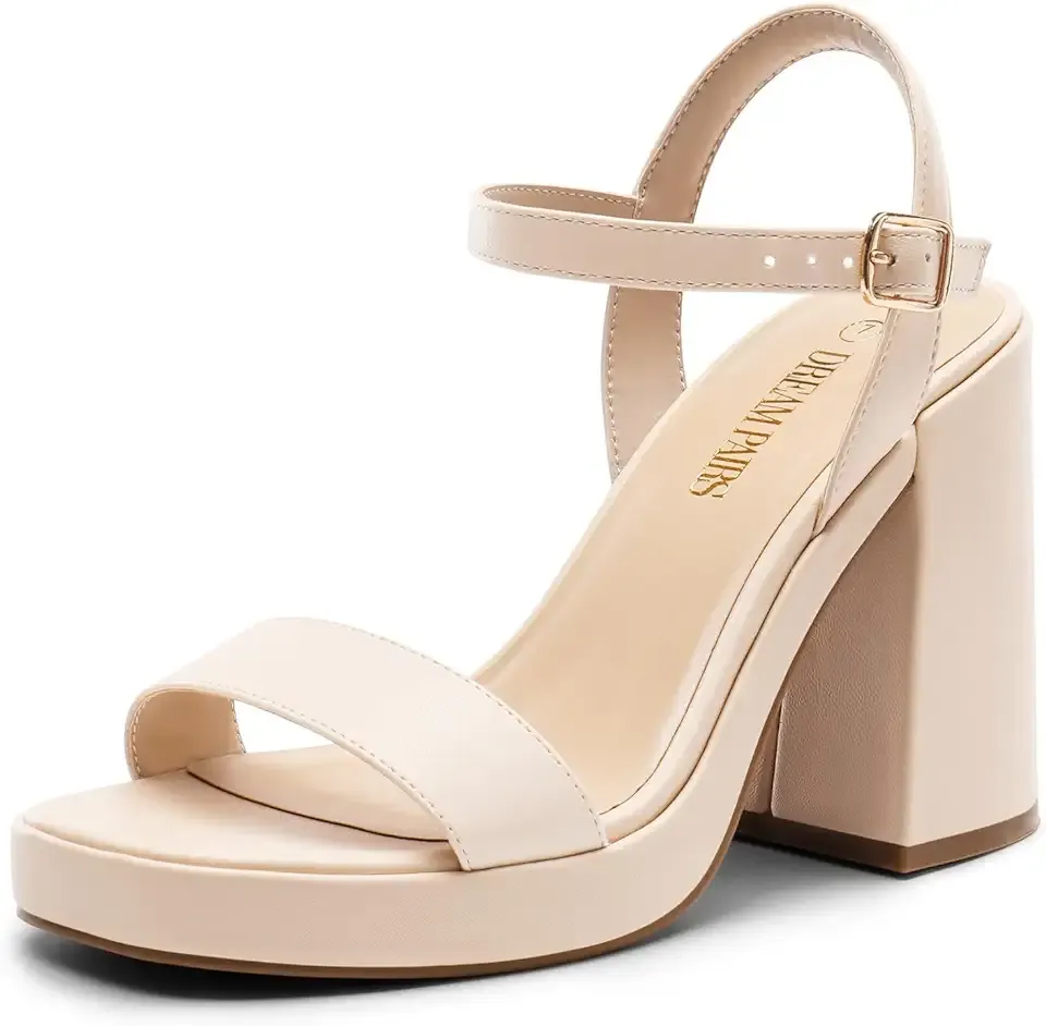 Heels for Women Block Chunky Platform High Heels Open Toe Fashion Wedding Party Evening Prom Dance Ankle Strap Dress Pump Sandals Shoes