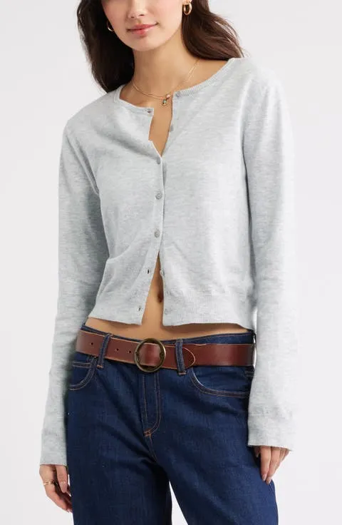 BP. Crewneck Cotton Blend Cardigan