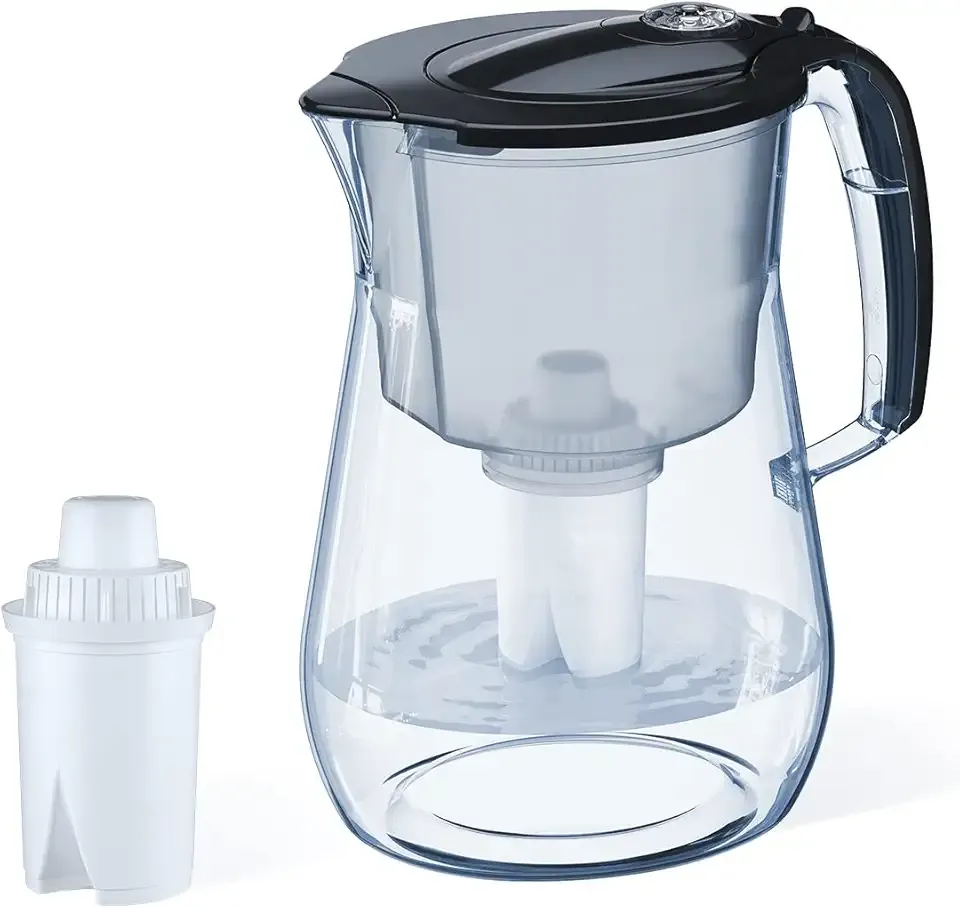 AQUAPHOR Water Filter Pitcher Opal 12 Cup with 1 X B15 Filter - 145 Gallons Long-Life (Black)