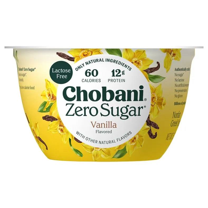 Chobani Zero Sugar Nonfat Vanilla Flavored Greek Yogurt