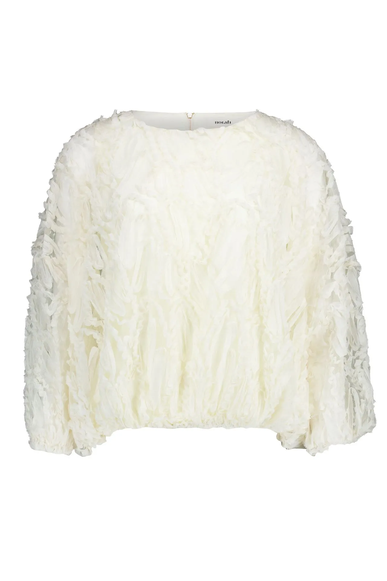 Ecru blouse met mesh