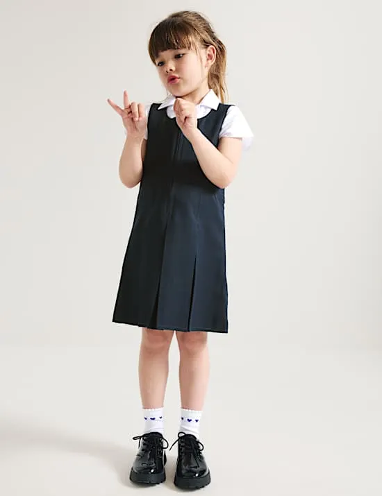 Girls' Pleated School Pinafore (2-12 Yrs)