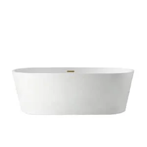 Vanity Art Bordeaux 4.5-ft. Freestanding Oval Soaker Bathtub with Centre Drain in White/Titanium Gold
