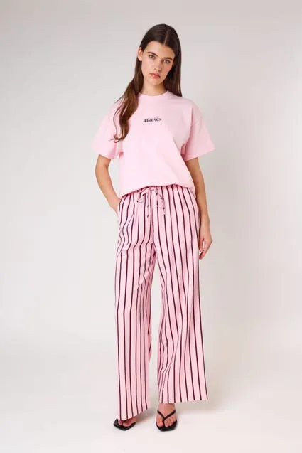 Broek met striklint en strepen
