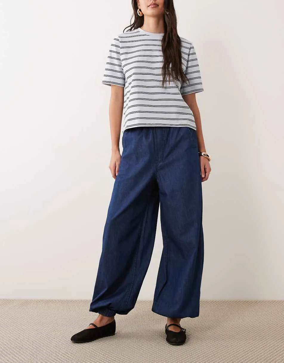 ASOS DESIGN denim balloon trouser in darkwash