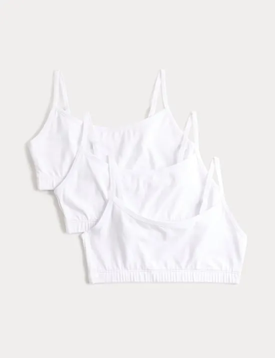 3 Pack Cotton with Stretch Crop Tops (6-16 Yrs)