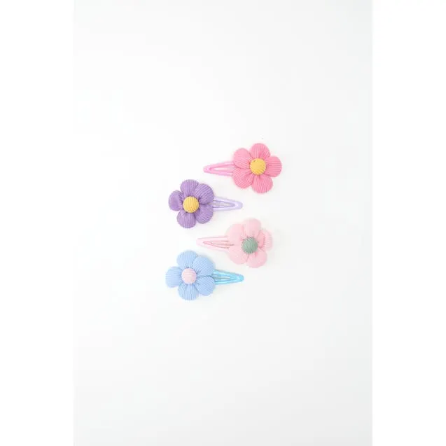 Kids set 4 haarspelden bloem rib