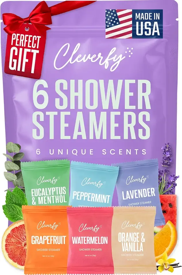Cleverfy Shower Steamers Aromatherapy Gifts for Women and Men, 6 Tablets | Birthday, Self-Care, Spa & Relaxation Gifts | for Teen Girls, Mom, Best Friend, Sister, Her, Girlfriend, Grandma, Wife