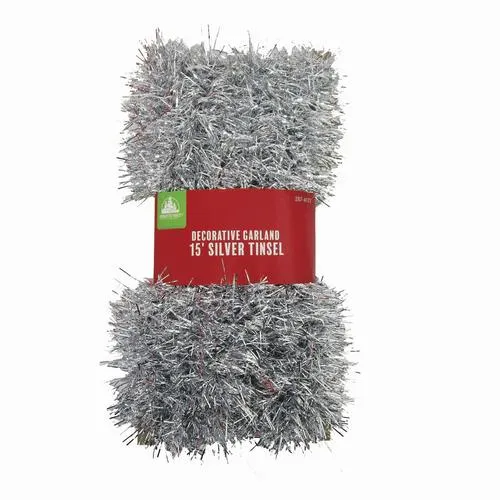 Enchanted Forest® 15' Silver Decorative Tinsel Garland