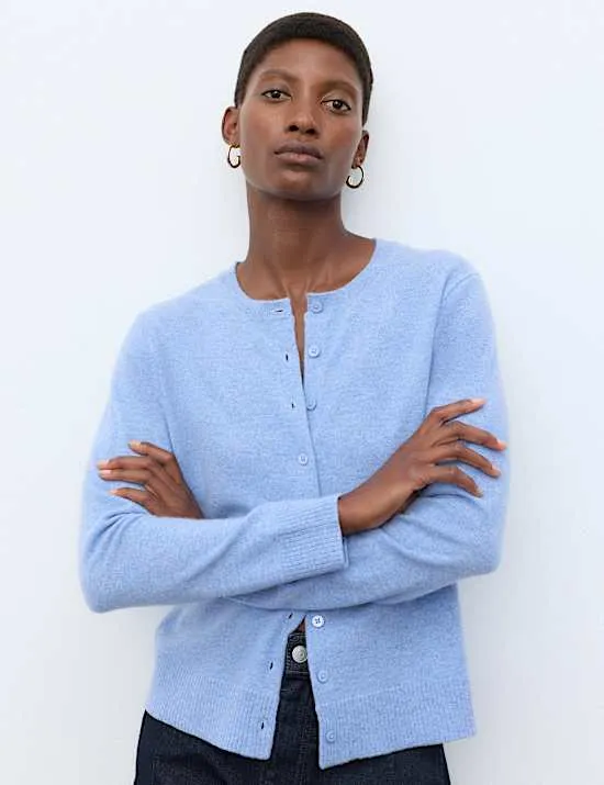 Strickjacke aus reinem Kaschmir mit Rundhalsausschnitt und Knopfleiste vorne