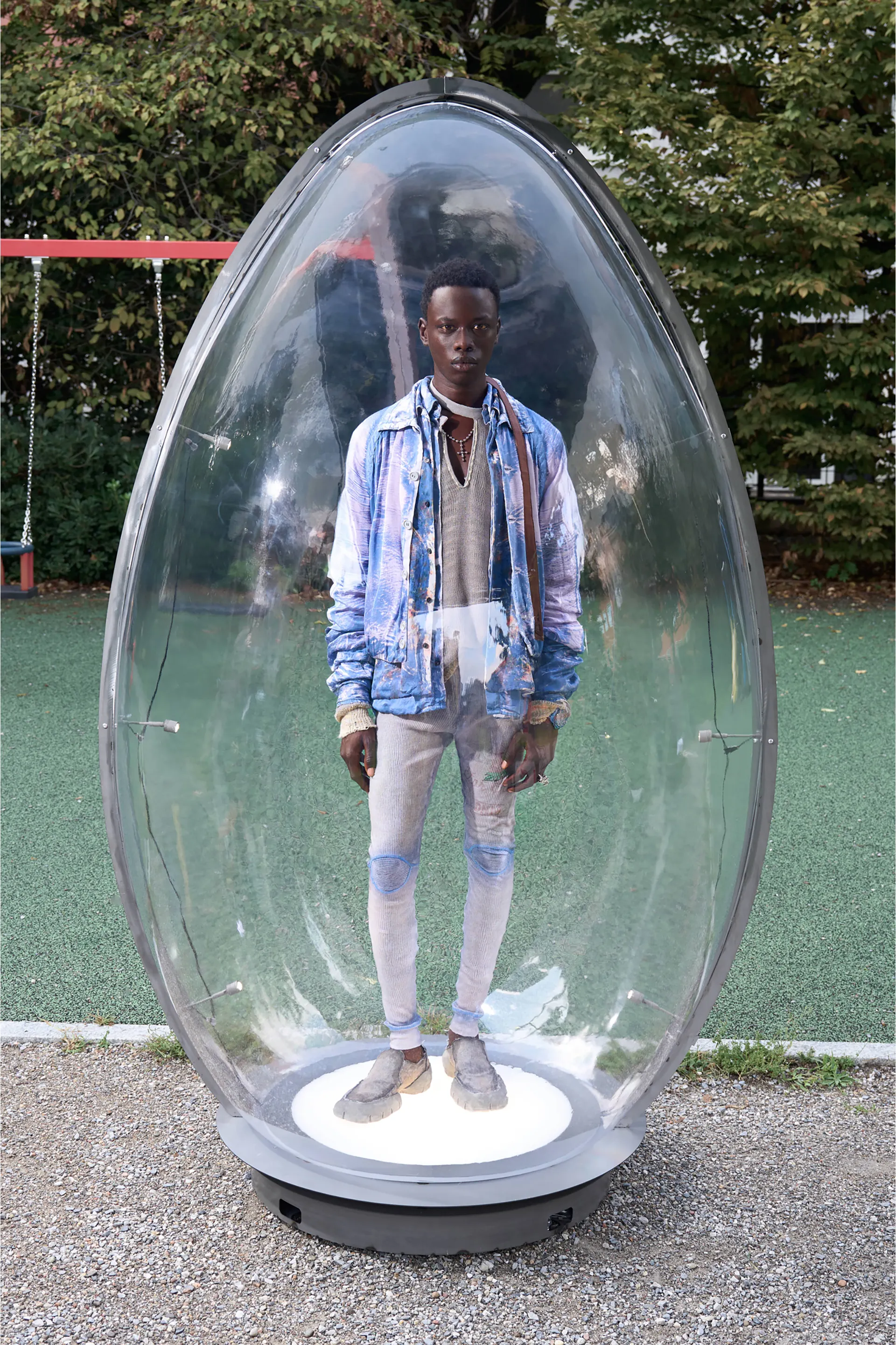 Shirt-collar jacket with X-ray effect