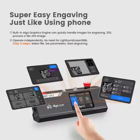 AlgoLaser 10W Laser Engraver DIY KIT MK2 Laser Engraving Cutting Machine with 3.5" Touch Screen for Stainless Steel Wood Acrylic