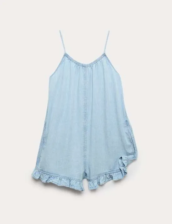 Pure Cotton Ruffle Hem Print Playsuit (6-16 Yrs)