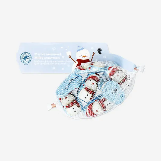 Chocolate snowmen with milk filling