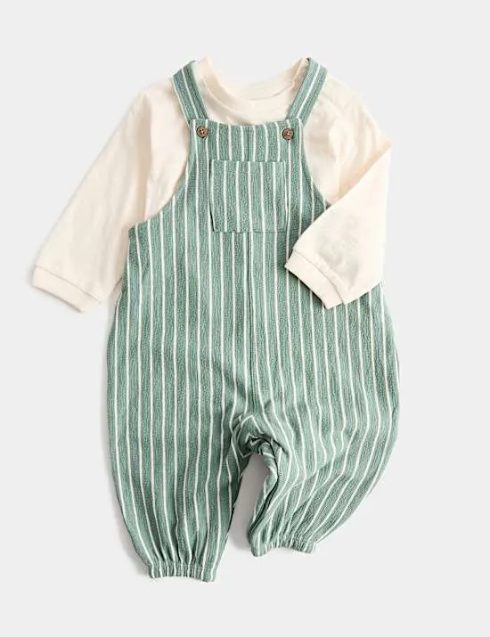 2-teiliges Latzhosen-Jersey-Outfit aus reiner Baumwolle (0–3 Jahre)