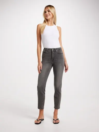 ONLY Emily High Straight Ankle Jean In Dark Grey