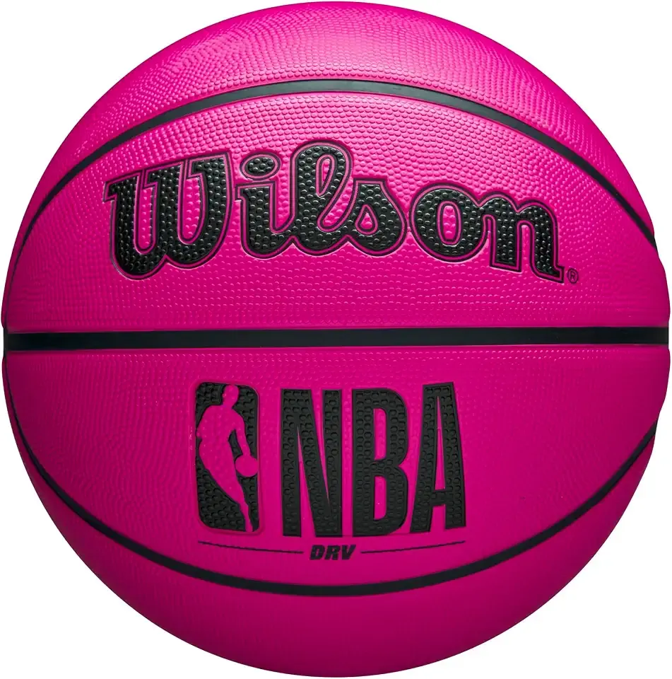 WILSON NBA DRV Outdoor Basketball with Pump - Pink, Size 7-29.5"